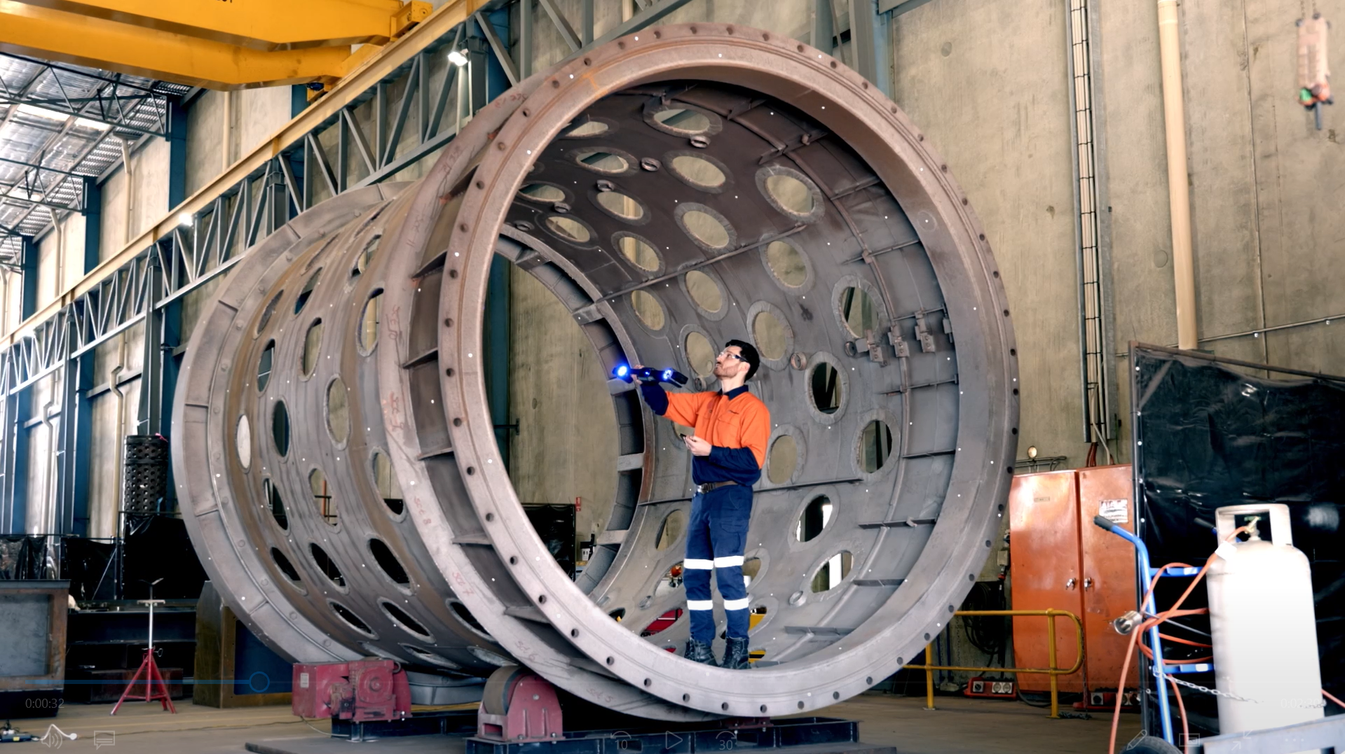 Capturing the entire trommel screen body by FreeScan UE Nova 1