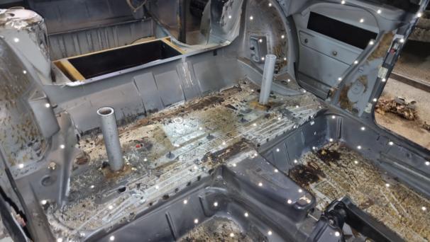 Remove the interior components to expose the metal framework