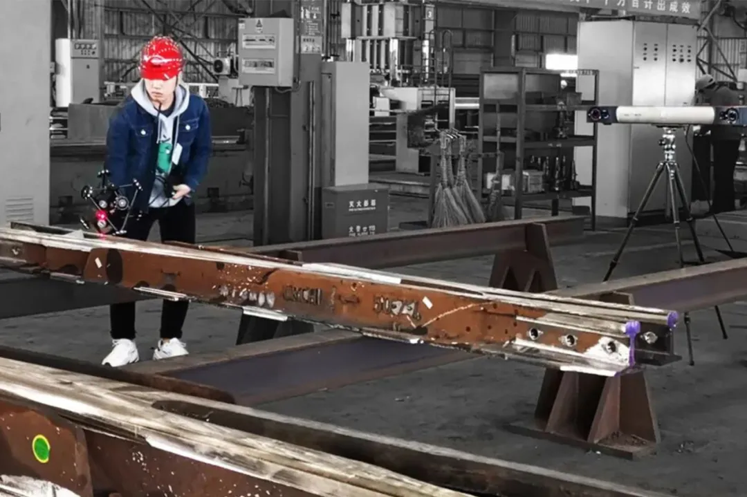 Large-scale 3D scanning system inspecting railway turnout geometry for dimensional deviation analysis and quality control