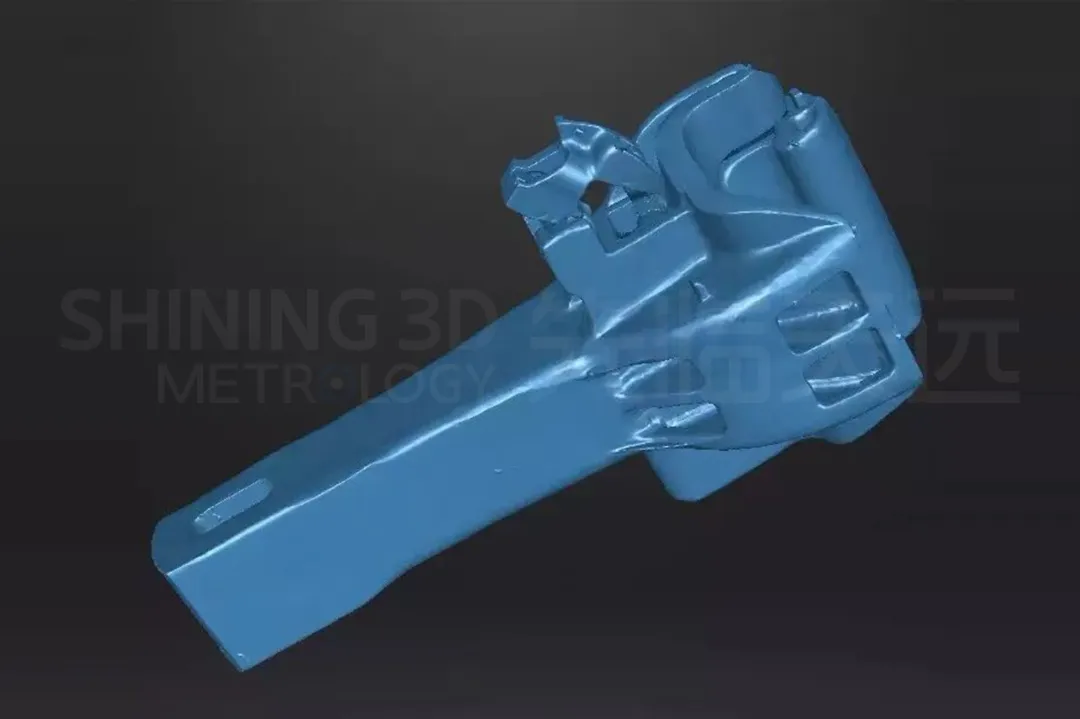 FreeScan UE Pro used for dimensional inspection of railway coupler casting component in manufacturing workshop
