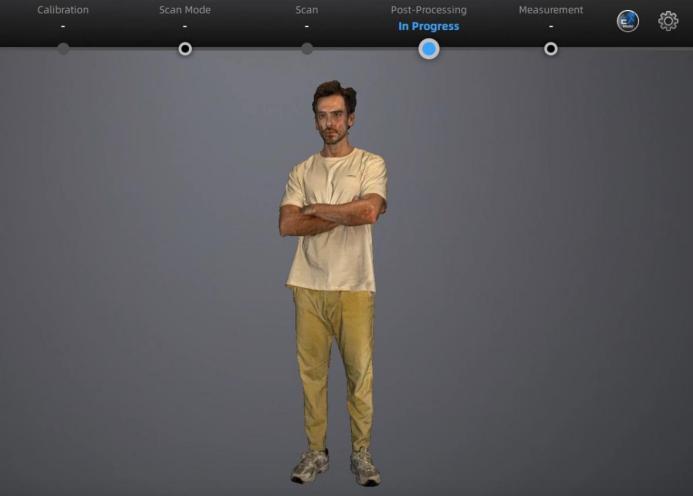 A full-body 3D scan of an adult male captured using structured-light technology