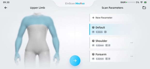 Scan modes for different body part with default parameters Scan modes for different body part with default parameters